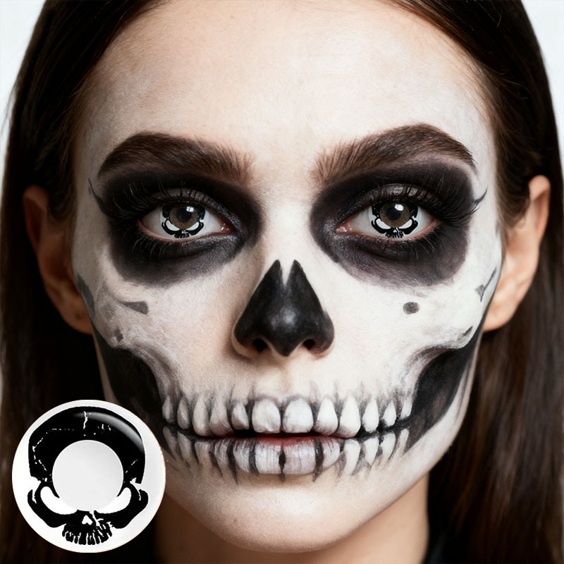 Cool Skull Black Costume Yearly Contact Lenses