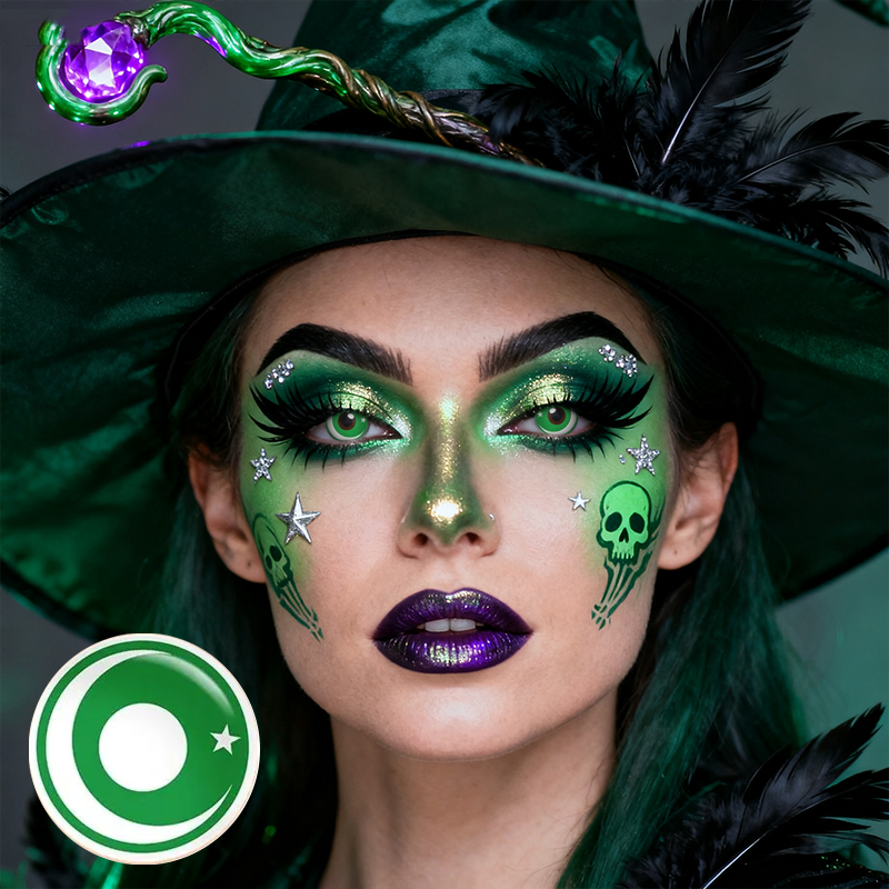Crescent Green Costume Yearly Contact Lenses