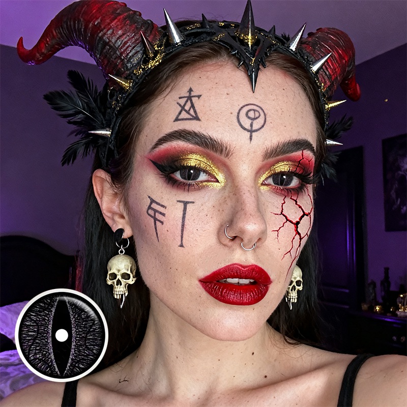 Devil's Eye Black Sclera 17mm Costume Yearly Contact Lenses