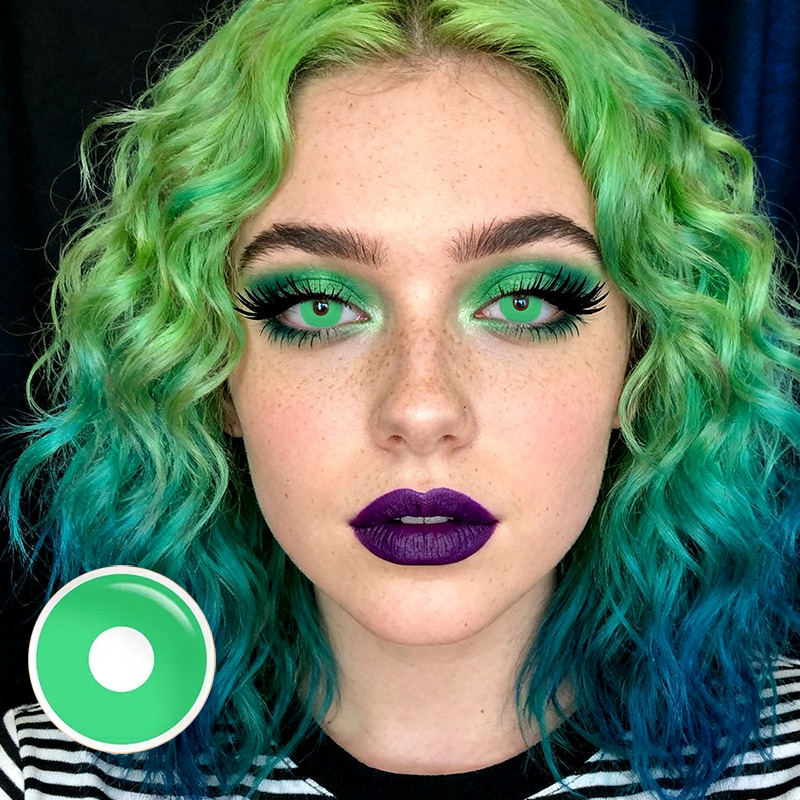 Solid Green Sclera 17mm Costume Yearly Contact Lenses