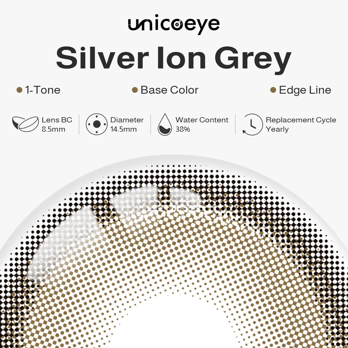 Silver Ion Grey Yearly Contact Lenses