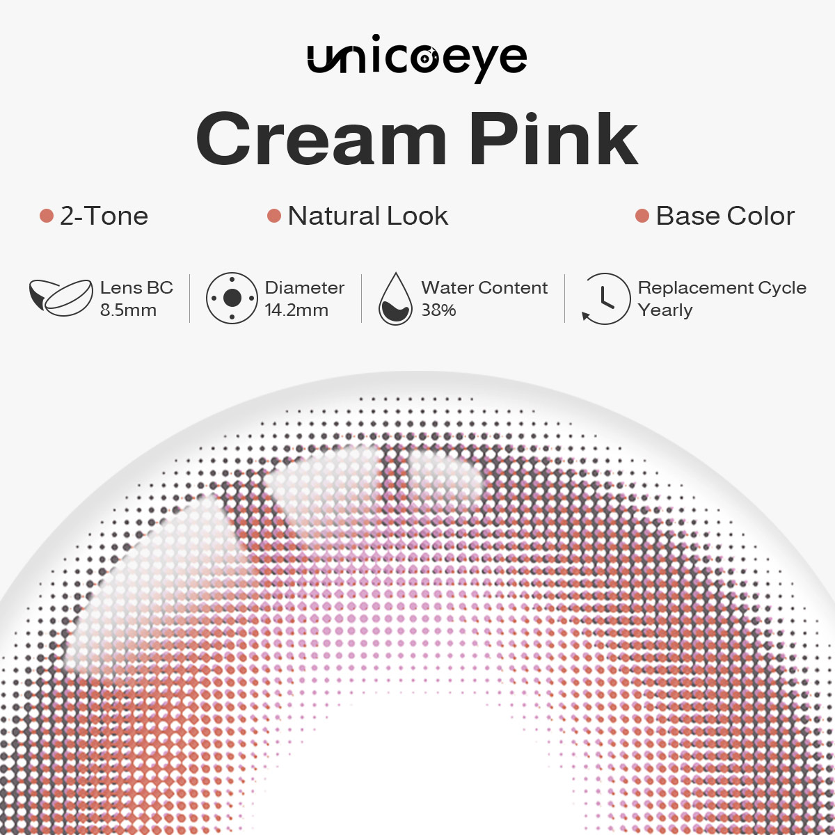 Cream Pink Yearly Contact Lenses