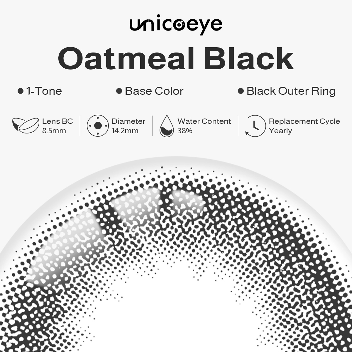 Oatmeal Black Yearly Contact Lenses