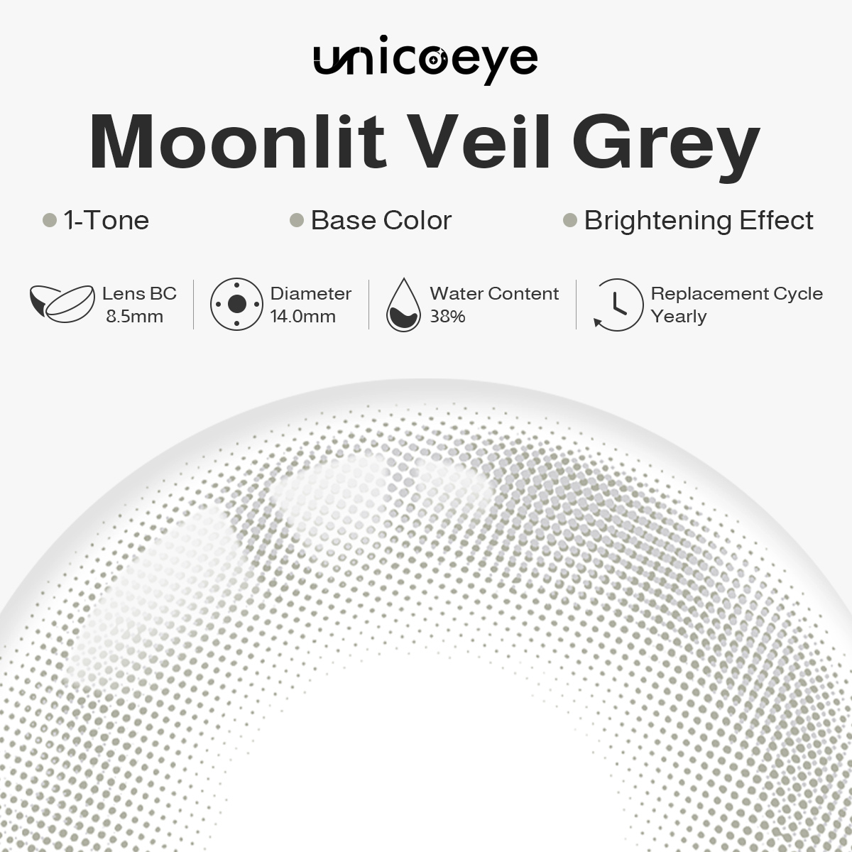 Moonlit Veil Grey Yearly Contact Lenses