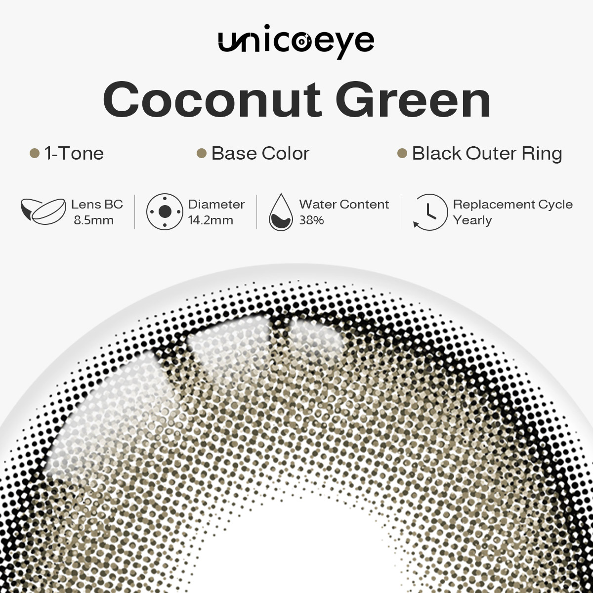 Coconut Green Yearly Contact Lenses
