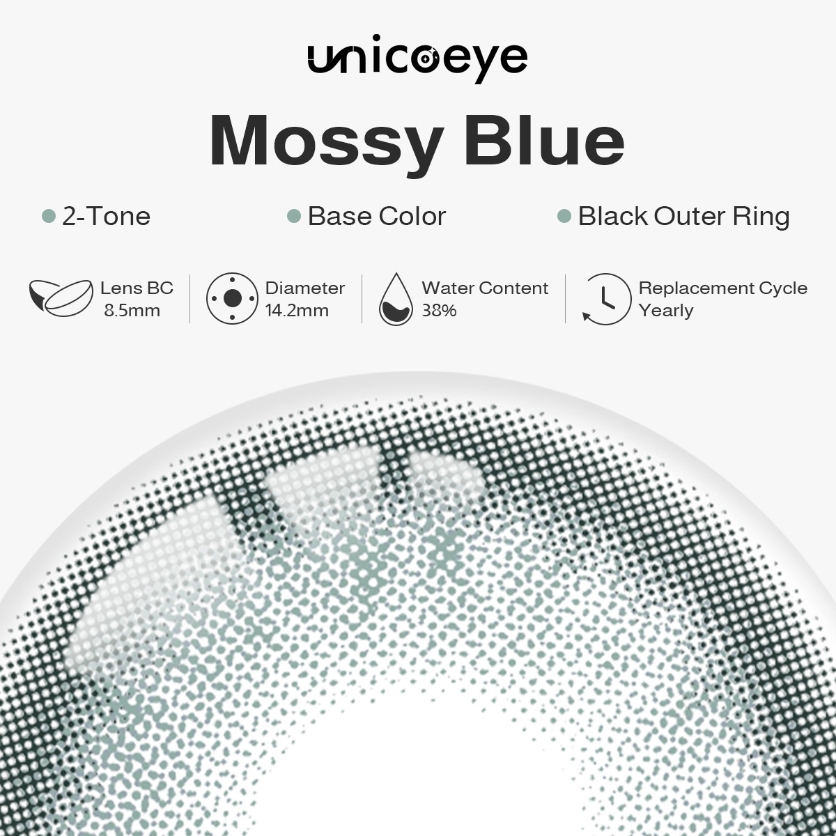 Mossy Blue Yearly Contact Lenses