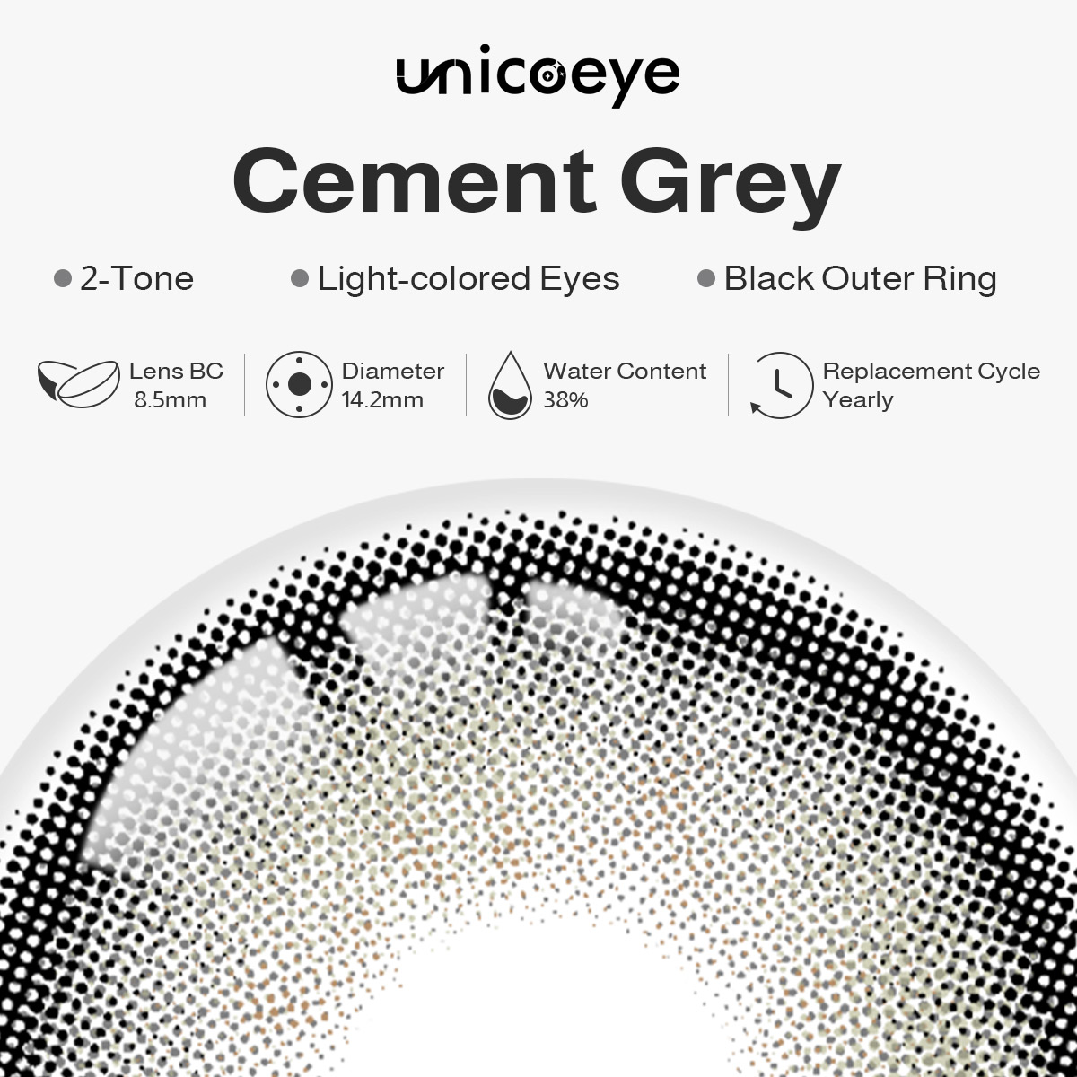 Cement Grey Yearly Contact Lenses