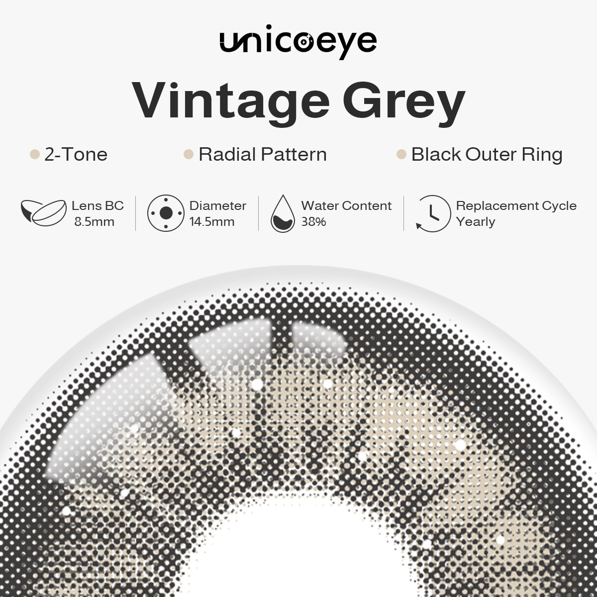 Vintage Grey Yearly Contact Lenses