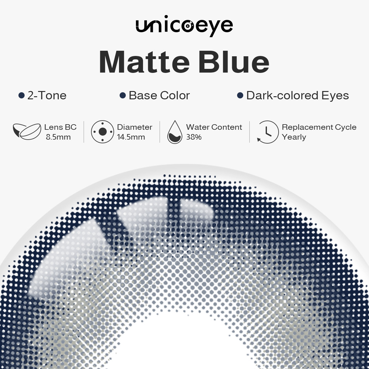 Matte Blue Yearly Contact Lenses