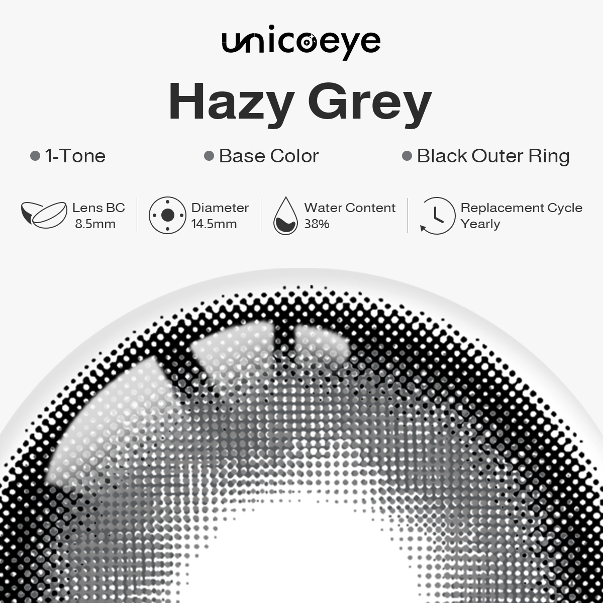 Hazy Grey Yearly Contact Lenses