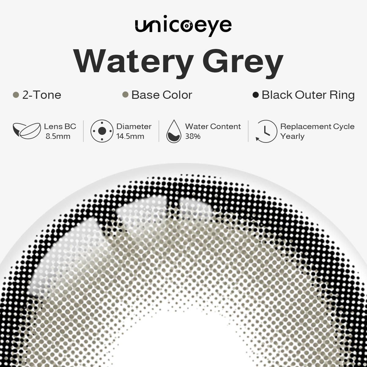 Watery Grey Yearly Contact Lenses