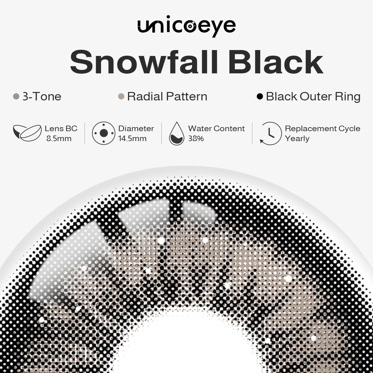 Snowfall Black Yearly Contact Lenses