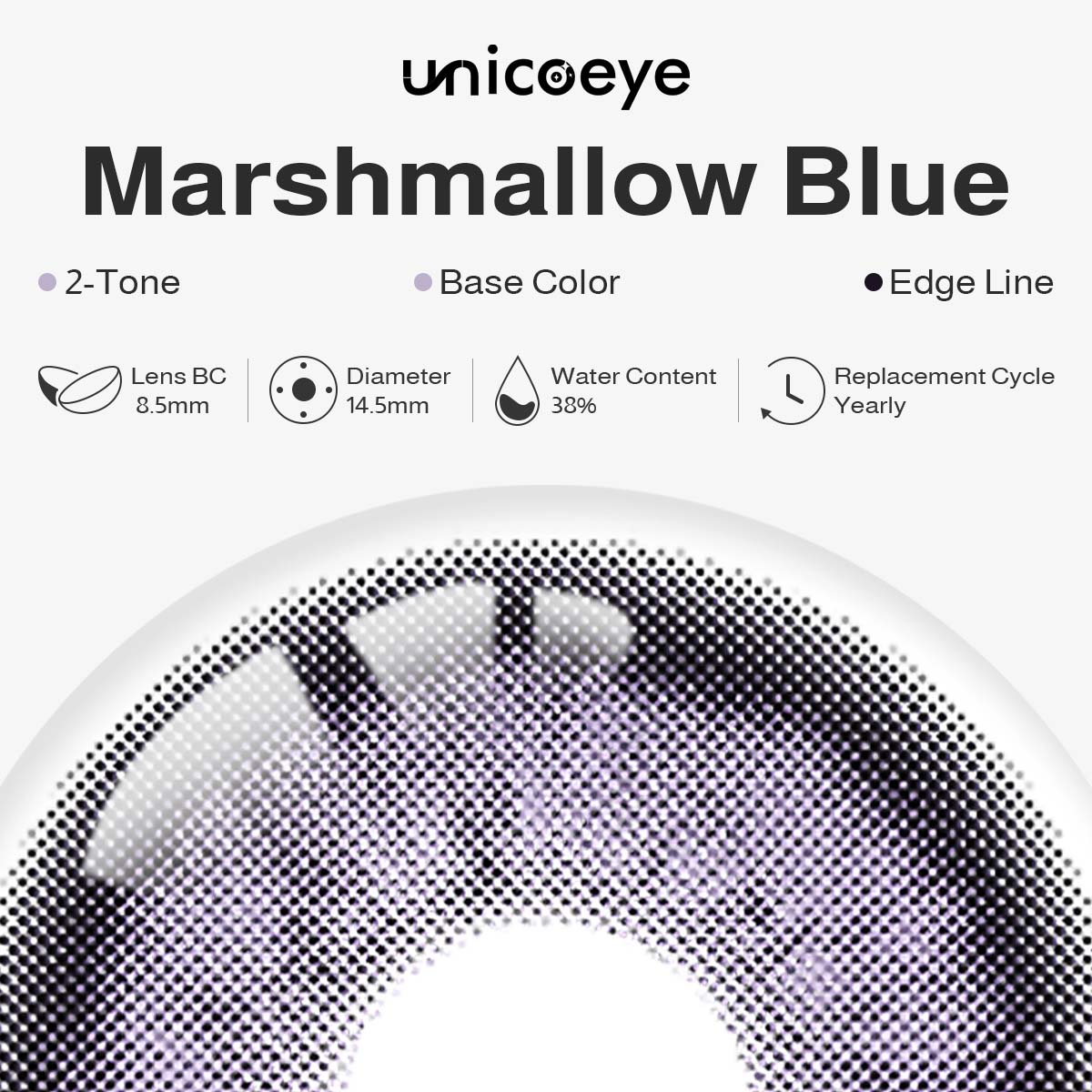Marshmallow Blue Yearly Contact Lenses