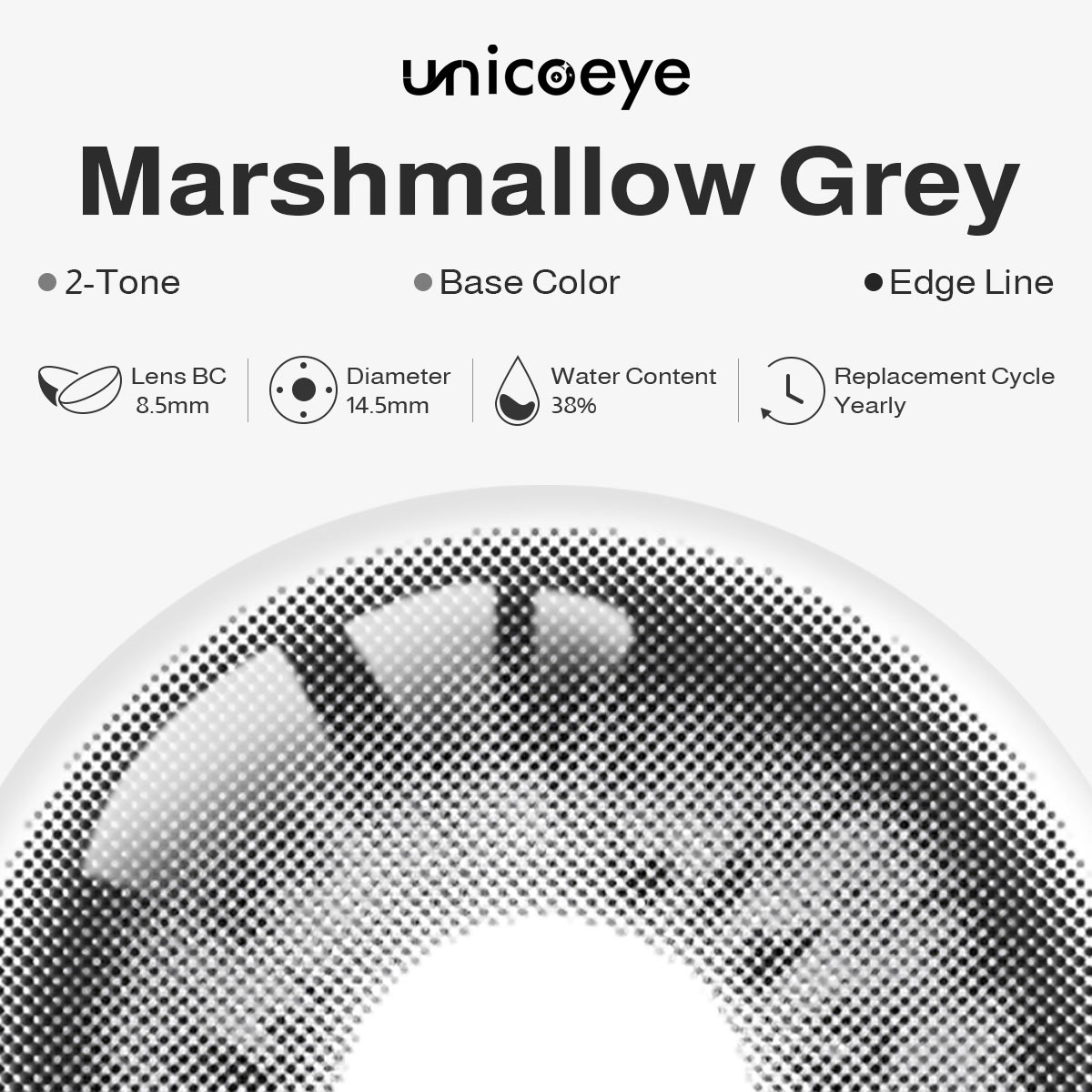 Marshmallow Gray Yearly Contact Lenses