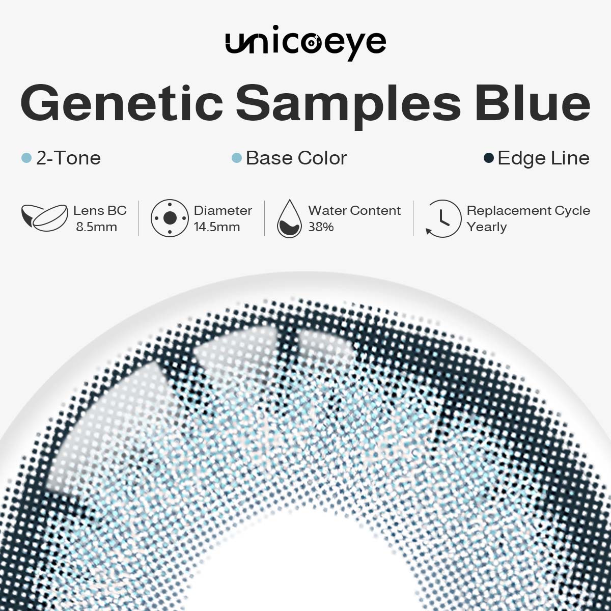 Genetic Samples Blue Yearly Contact Lenses