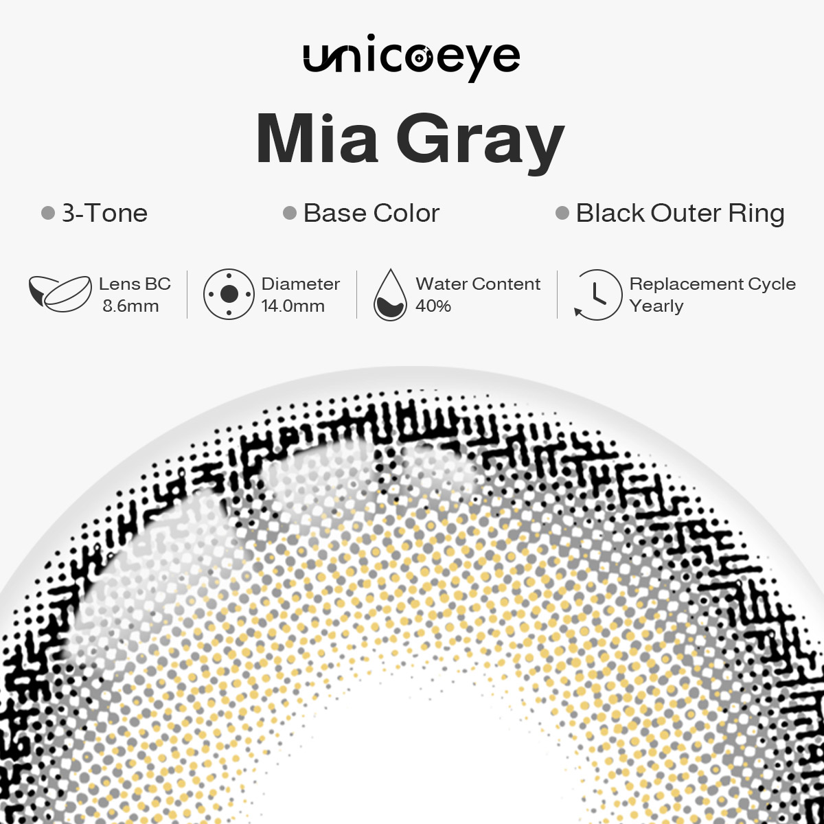 Mia Gray Prescription Yearly Contact Lenses