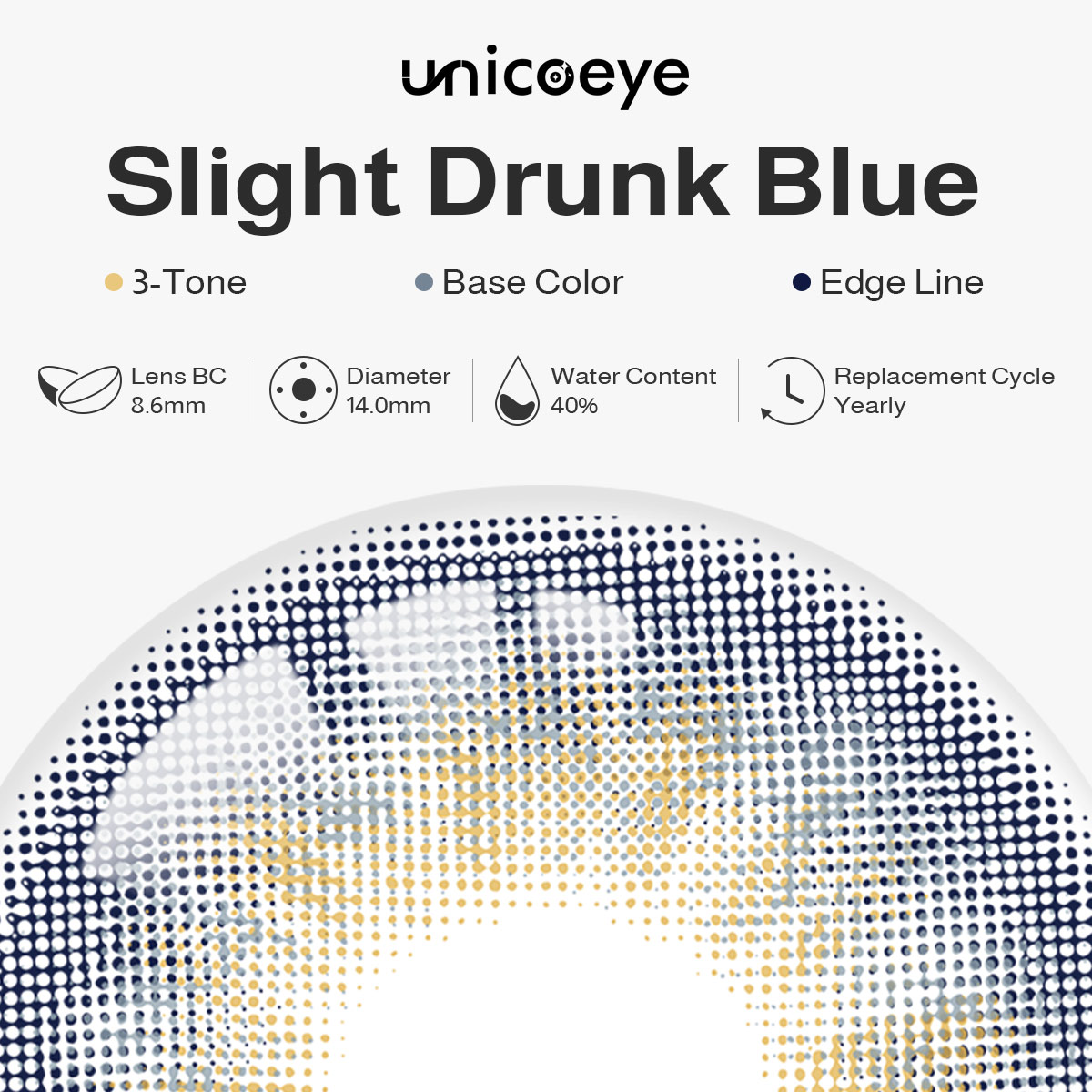 Slight Drunk Blue Yearly Contact Lenses