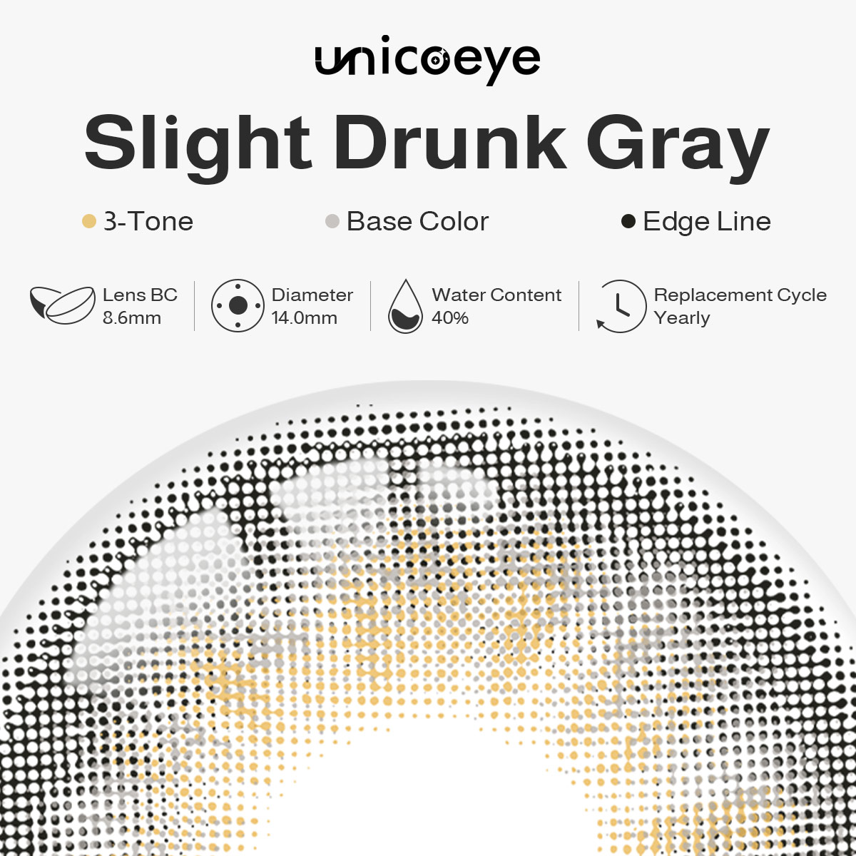 Slight Drunk Gray Prescription Yearly Contact Lenses