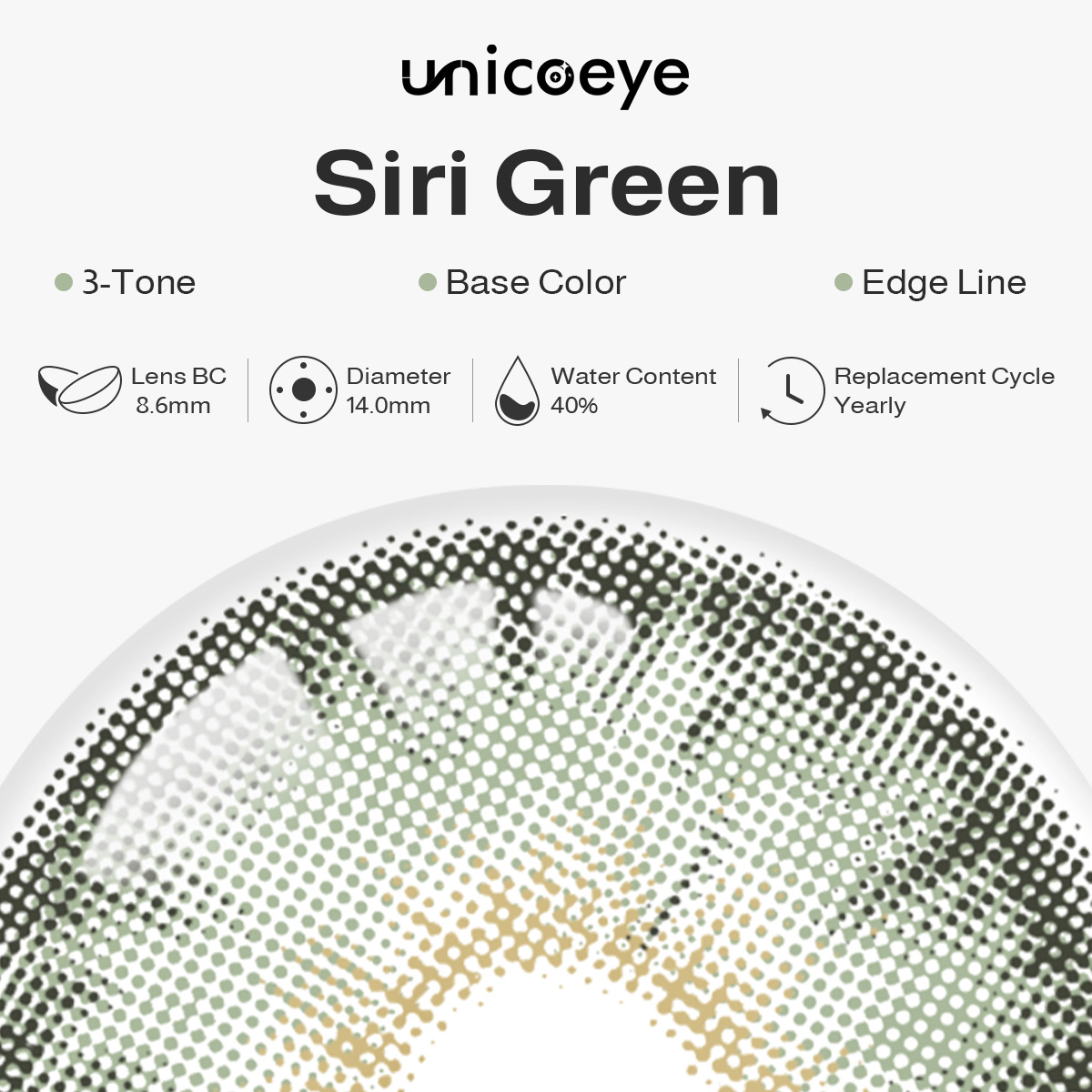 Siri Green Prescription Yearly Contact Lenses
