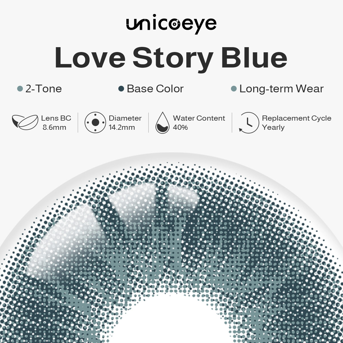 Love Story Blue Prescription Yearly Contact Lenses