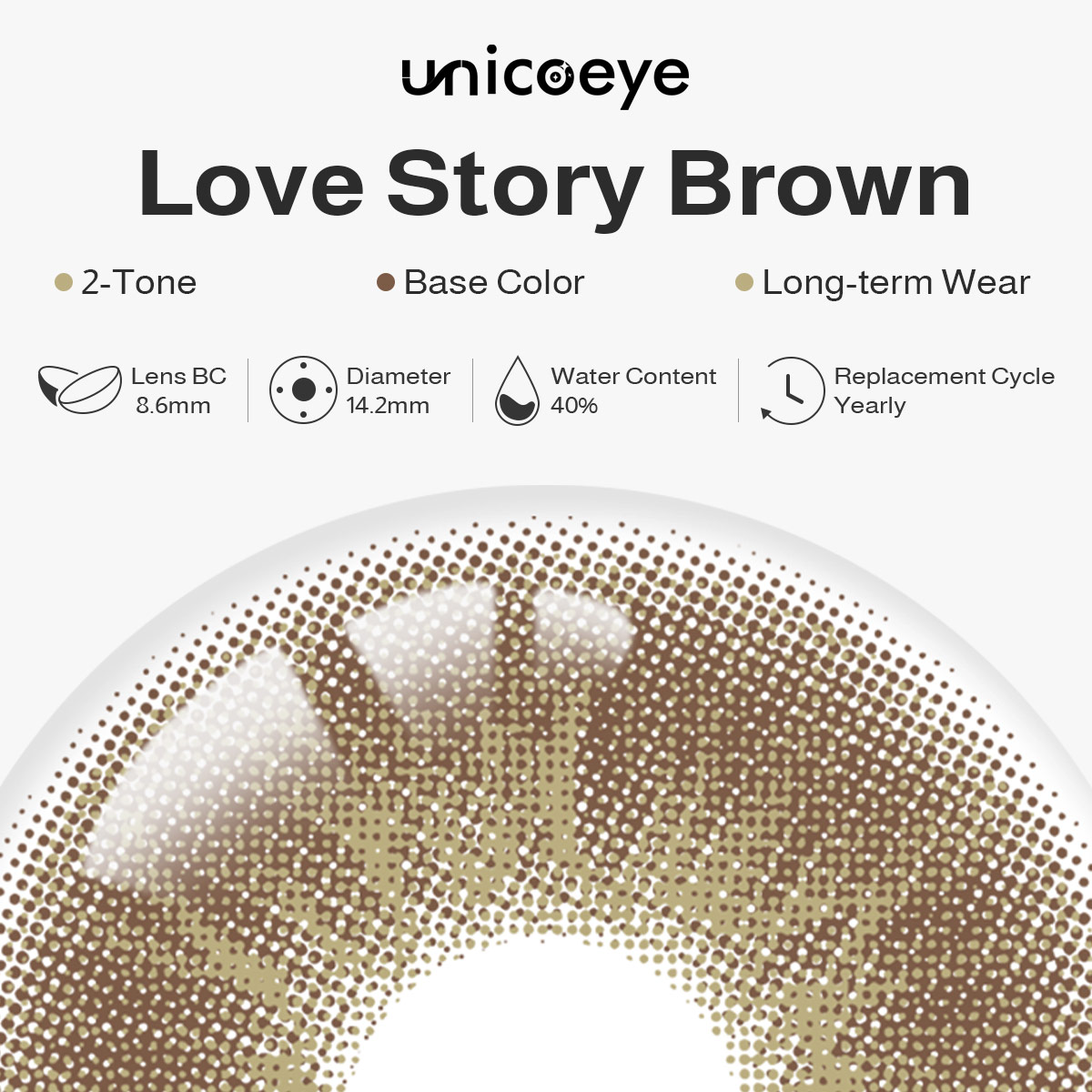 Love Story Brown Prescription Yearly Contact Lenses