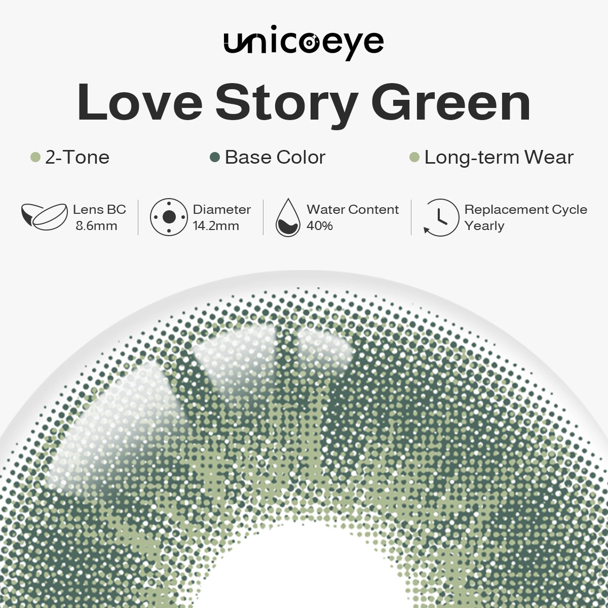 Love Story Green Prescription Yearly Contact Lenses