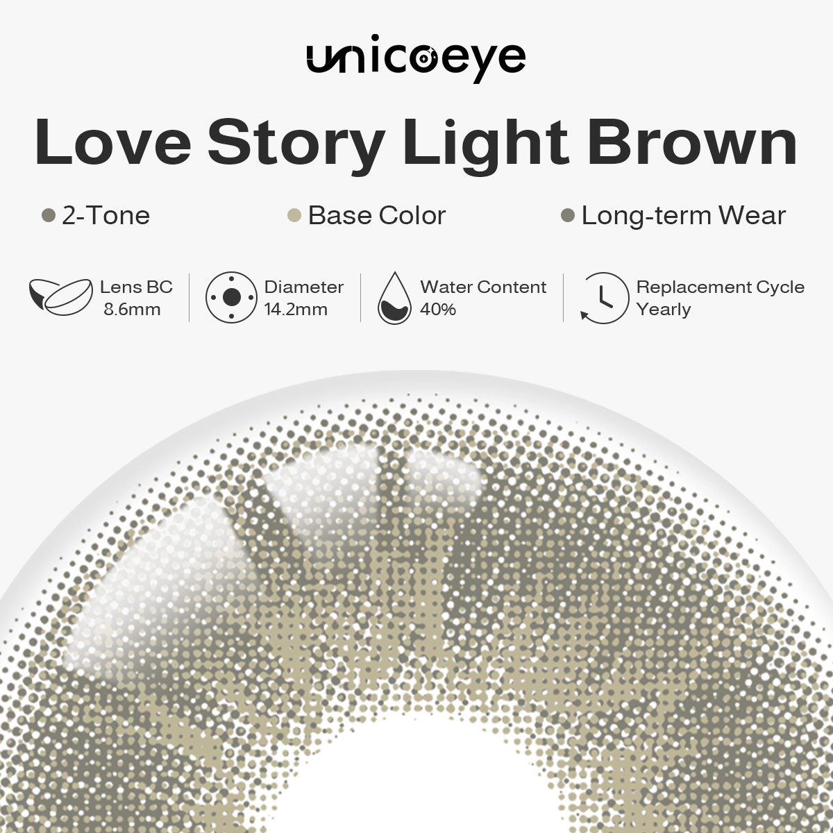 Love Story Light Brown Prescription Yearly Contact Lenses
