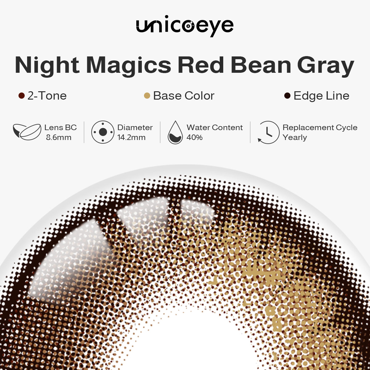 Night Magics Red Bean Gray Prescription Yearly Contact Lenses