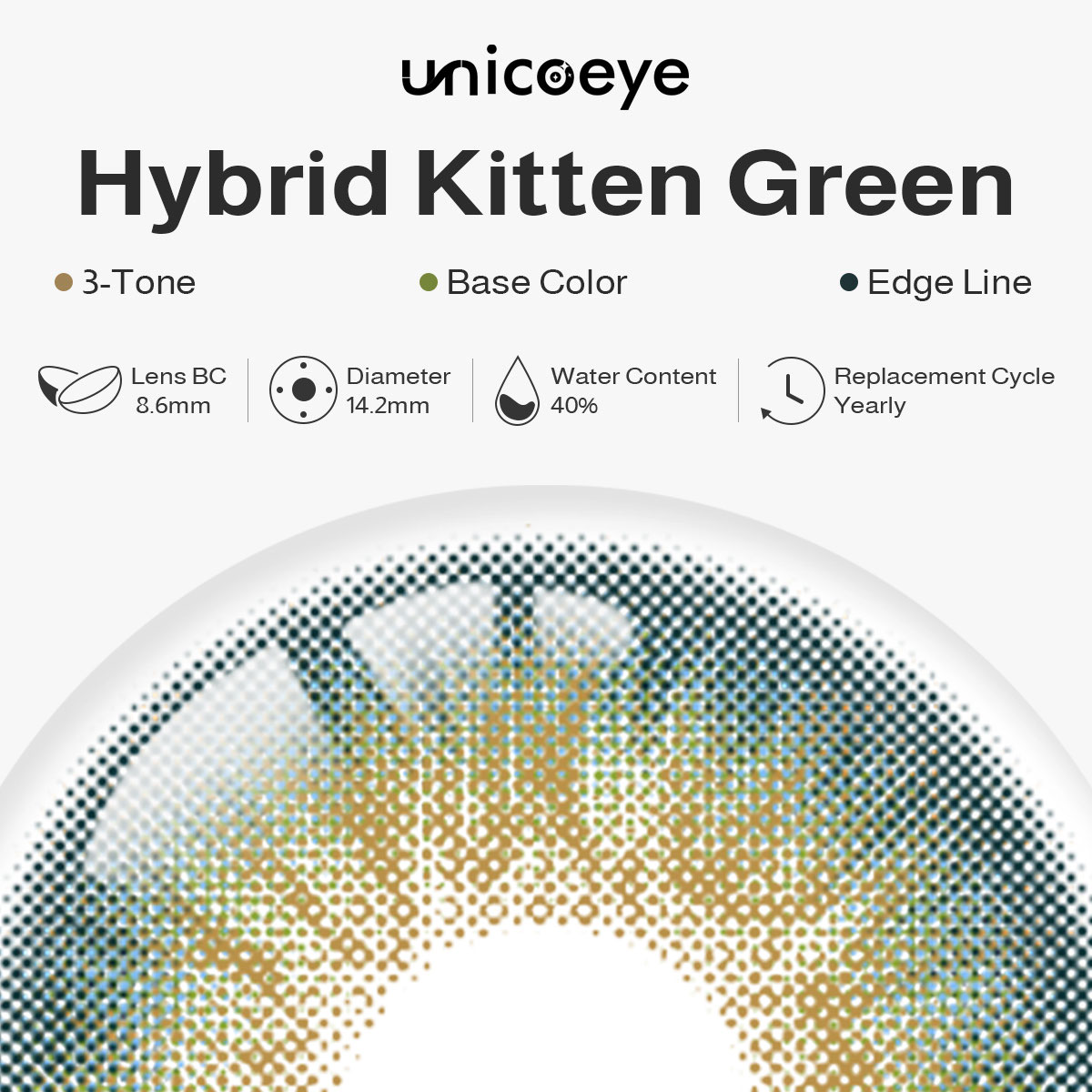 [Pre-Sale] Hybrid Kitten Green Prescription Yearly Contact Lenses