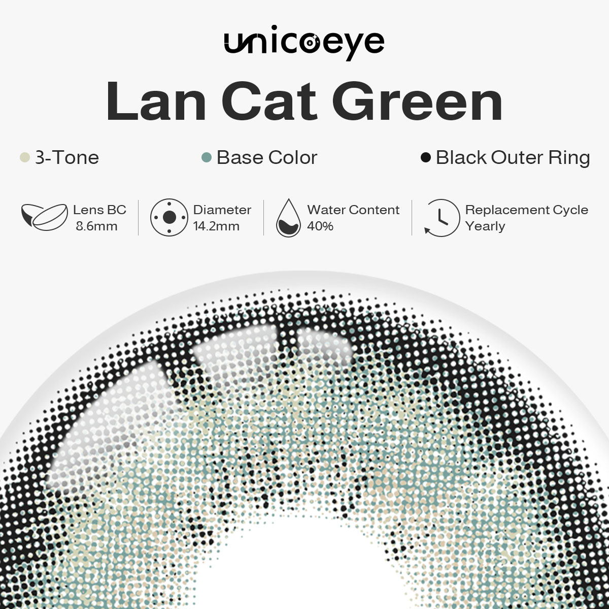 Lan Cat Green Prescription Yearly Contact Lenses