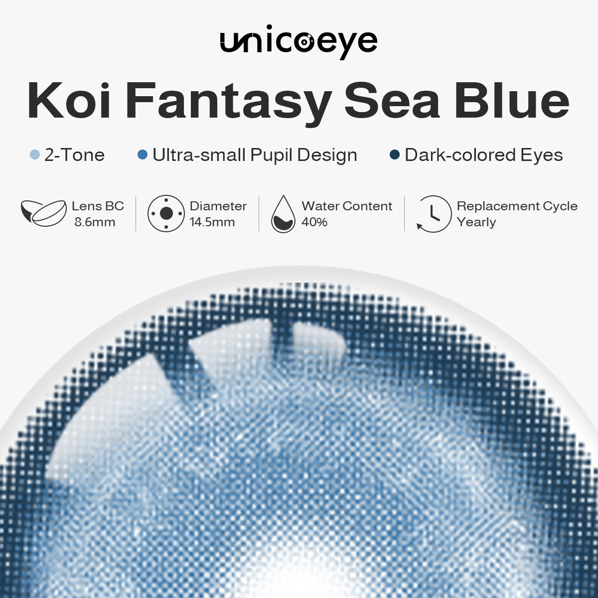 Koi Fantasy Sea Blue Prescription Yearly Contact Lenses