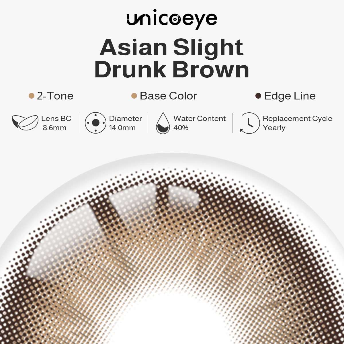 Asian Slight Drunk Brown Prescription Yearly Contact Lenses