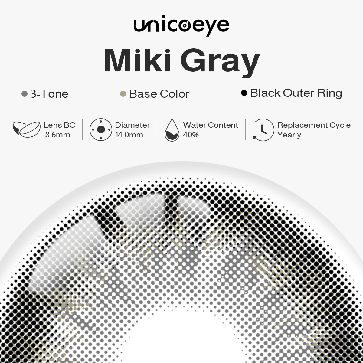 Miki Gray Prescription Yearly Contact Lenses