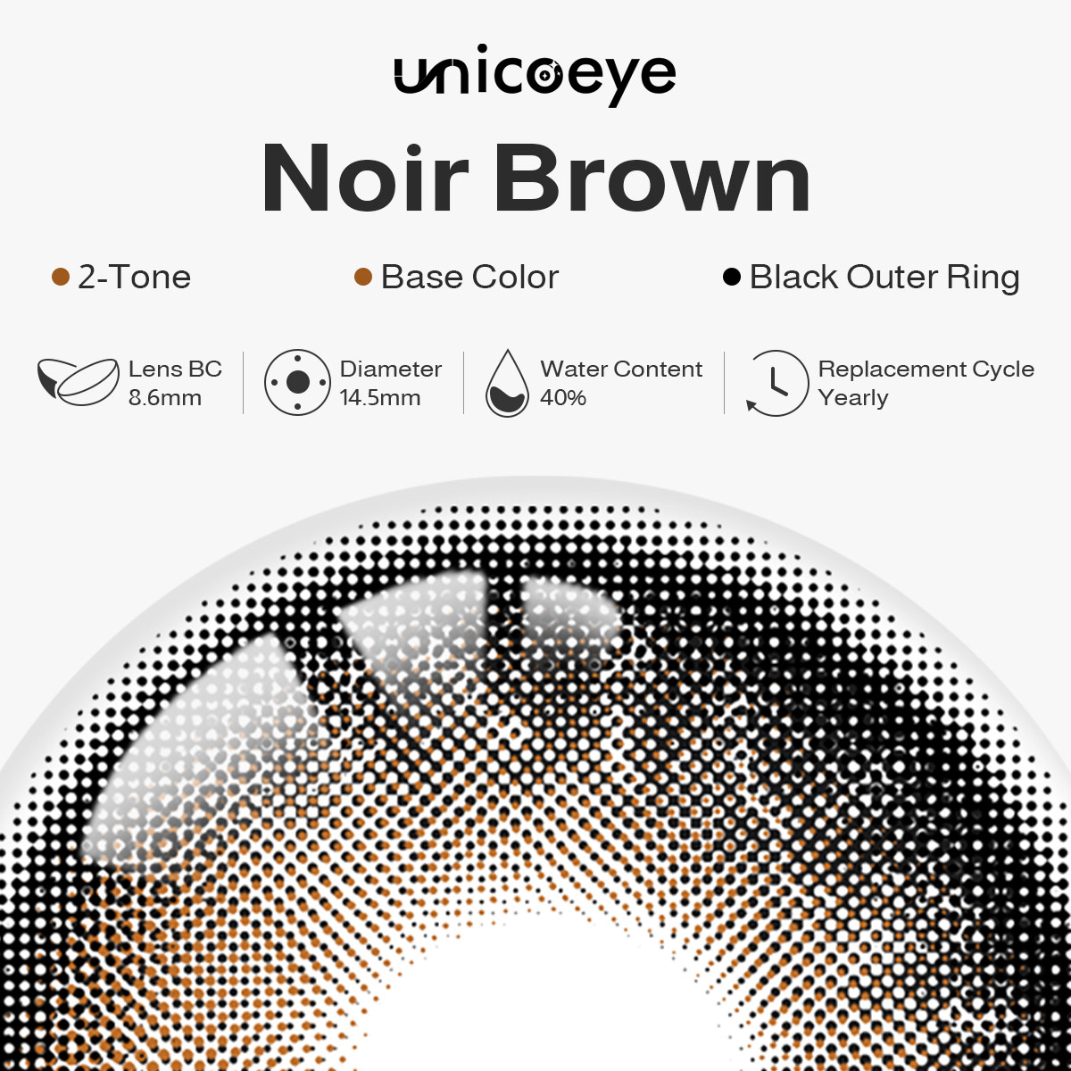 Noir Brown Prescription Yearly Contact Lenses