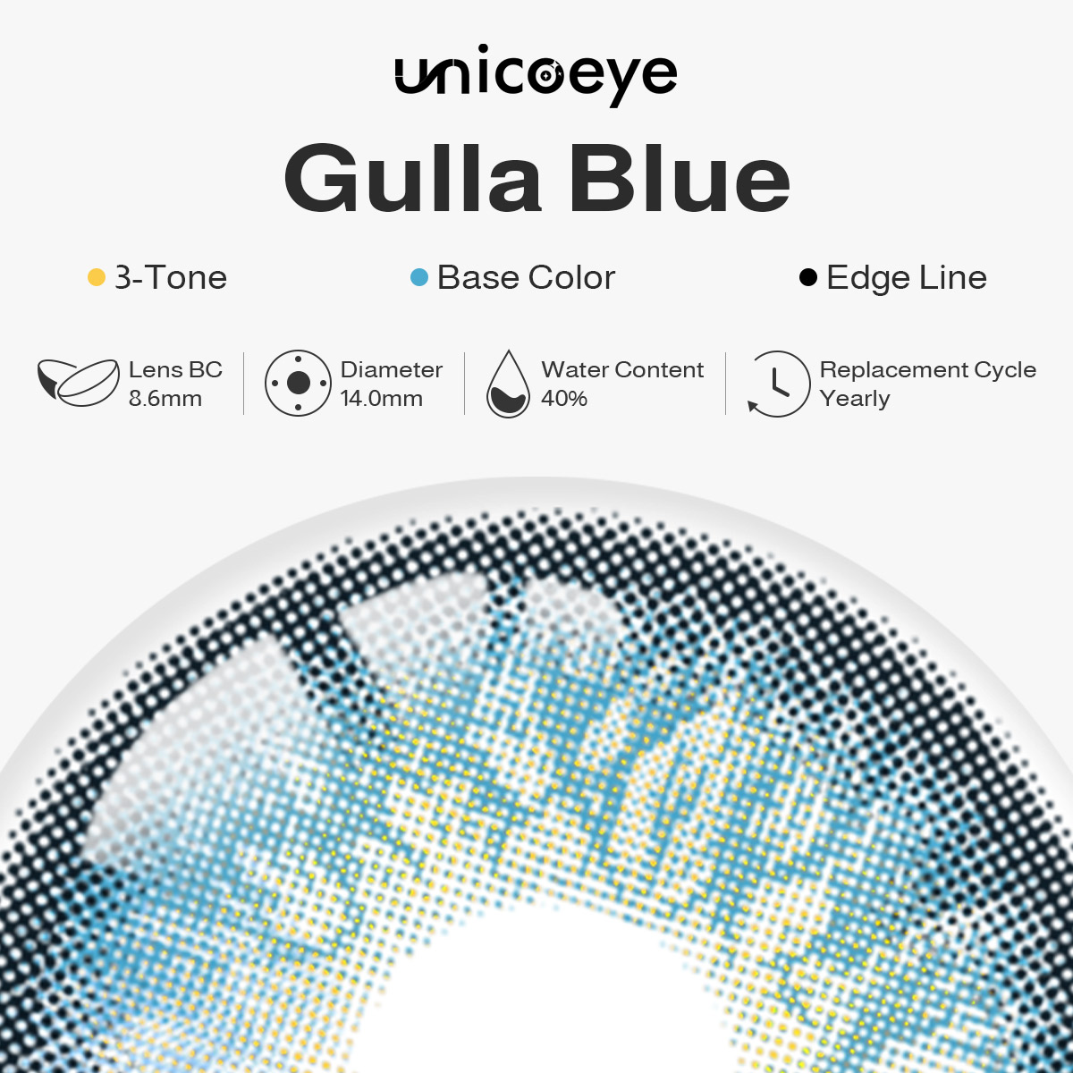 Gulla Blue Prescription Yearly Contact Lenses