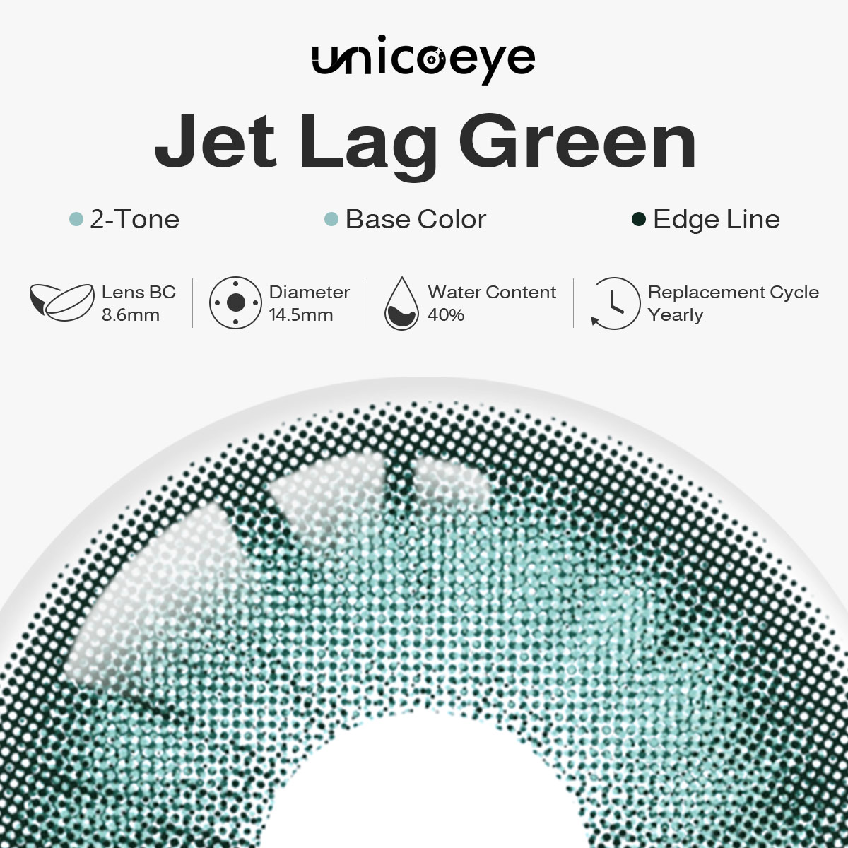 Jet Lag Green Prescription Yearly Contact Lenses