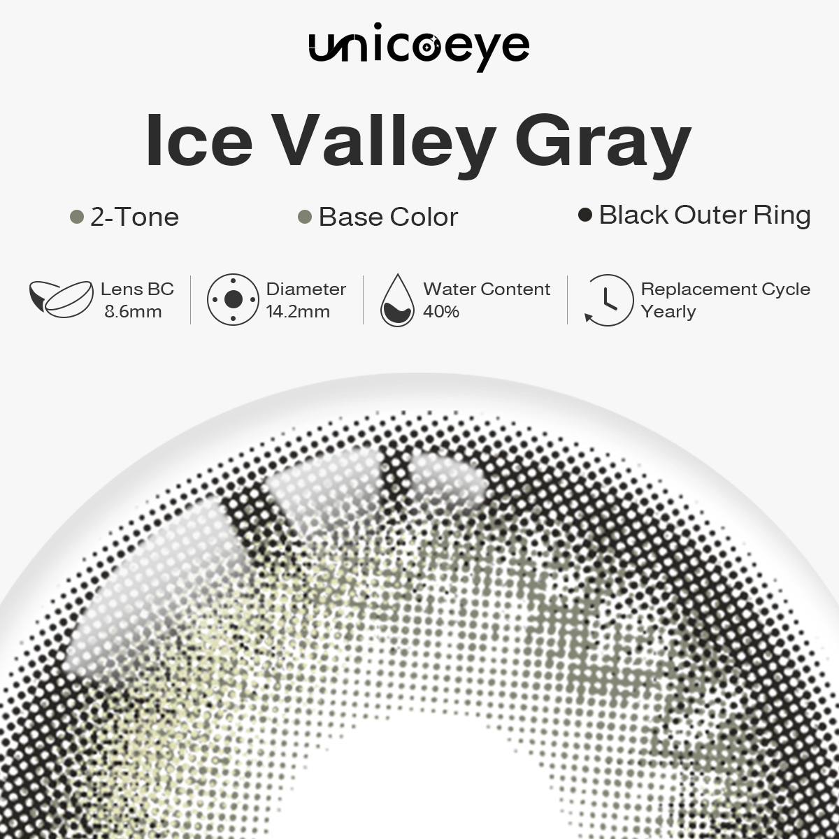Ice Valley Gray Prescription Yearly Contact Lenses