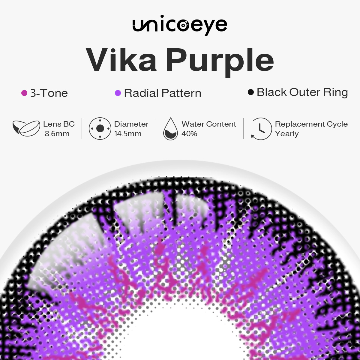 Vika Purple Prescription Yearly Contact Lenses