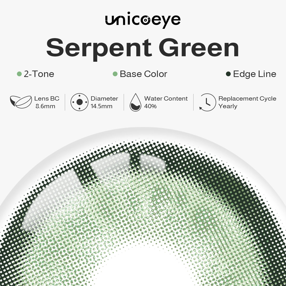 Serpent Green Prescription Yearly Contact Lenses