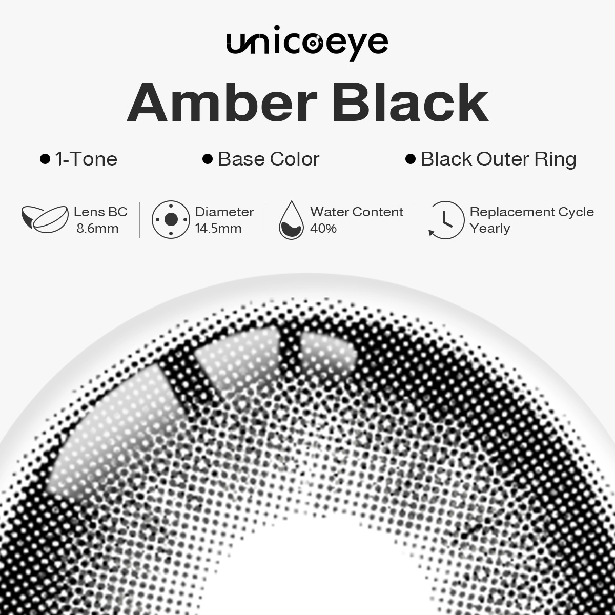 Amber Black Prescription Yearly Contact Lenses