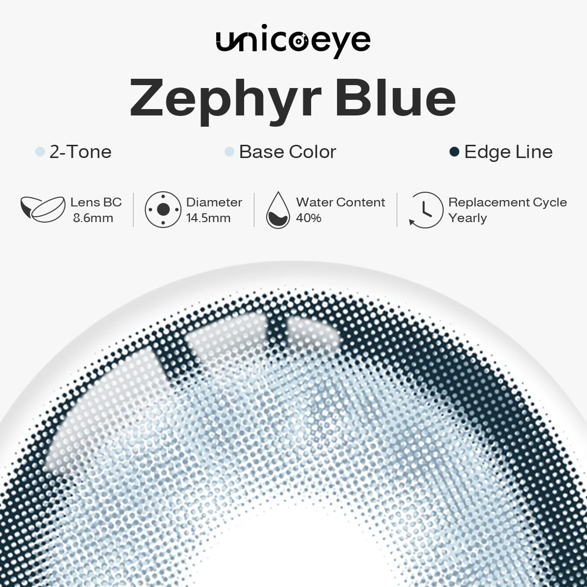 Zephyr Blue Yearly Contact Lenses