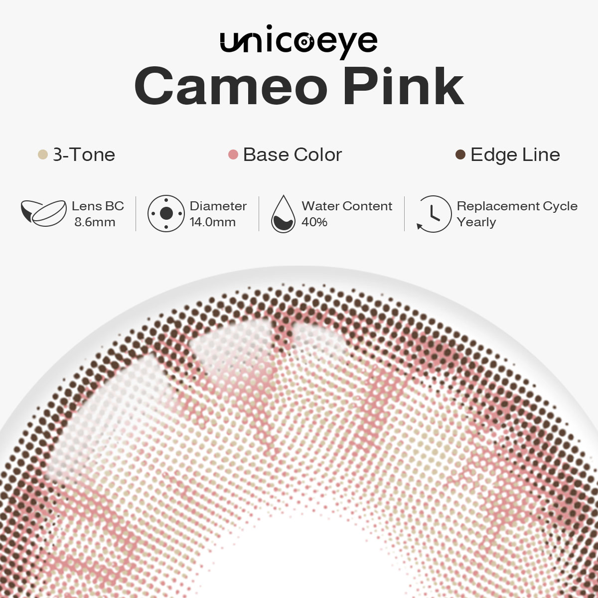 Cameo Pink Prescription Yearly Contact Lenses