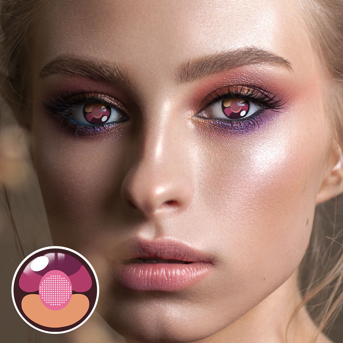 Cherry Cat Pink Costume Yearly Contact Lenses