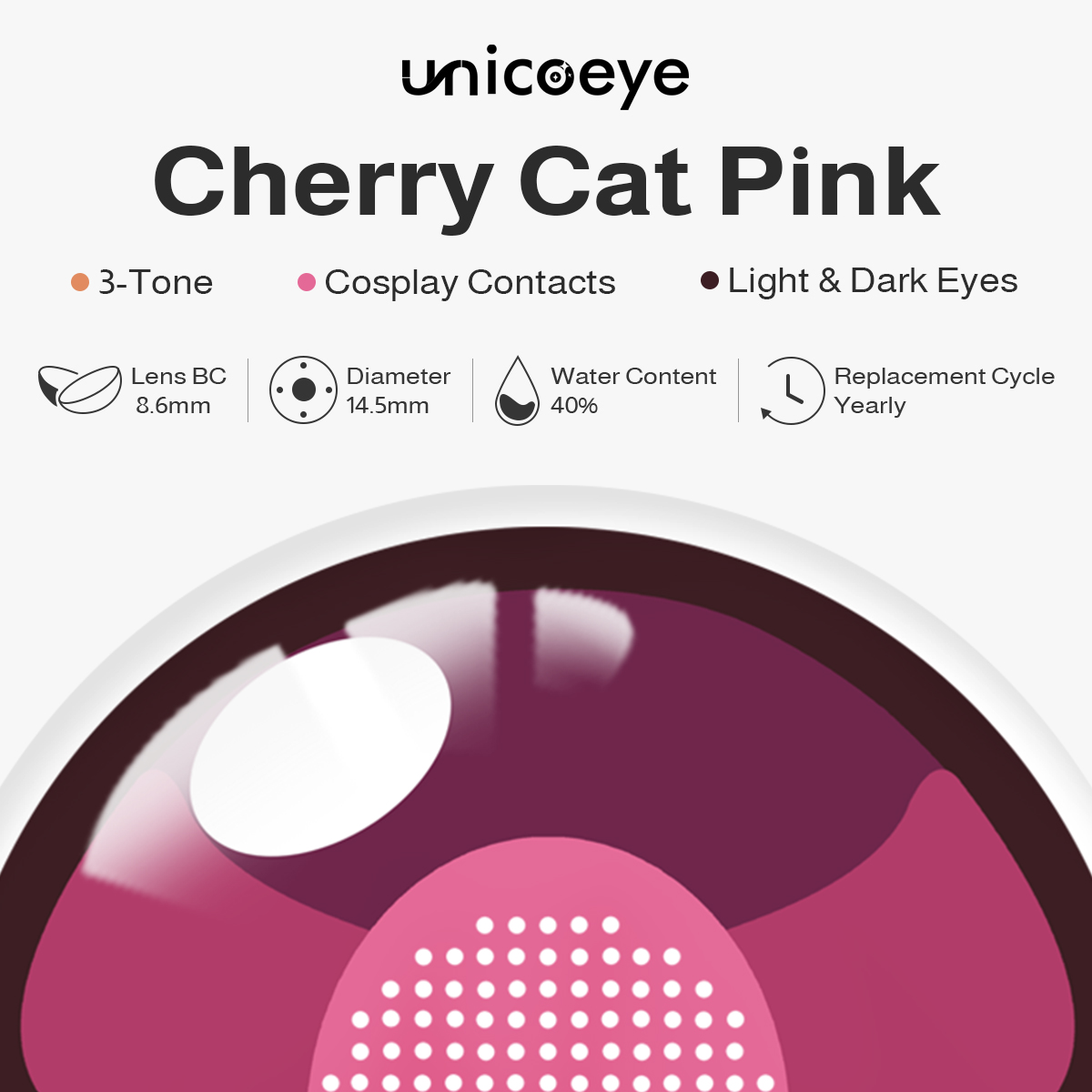 Cherry Cat Pink Costume Yearly Contact Lenses