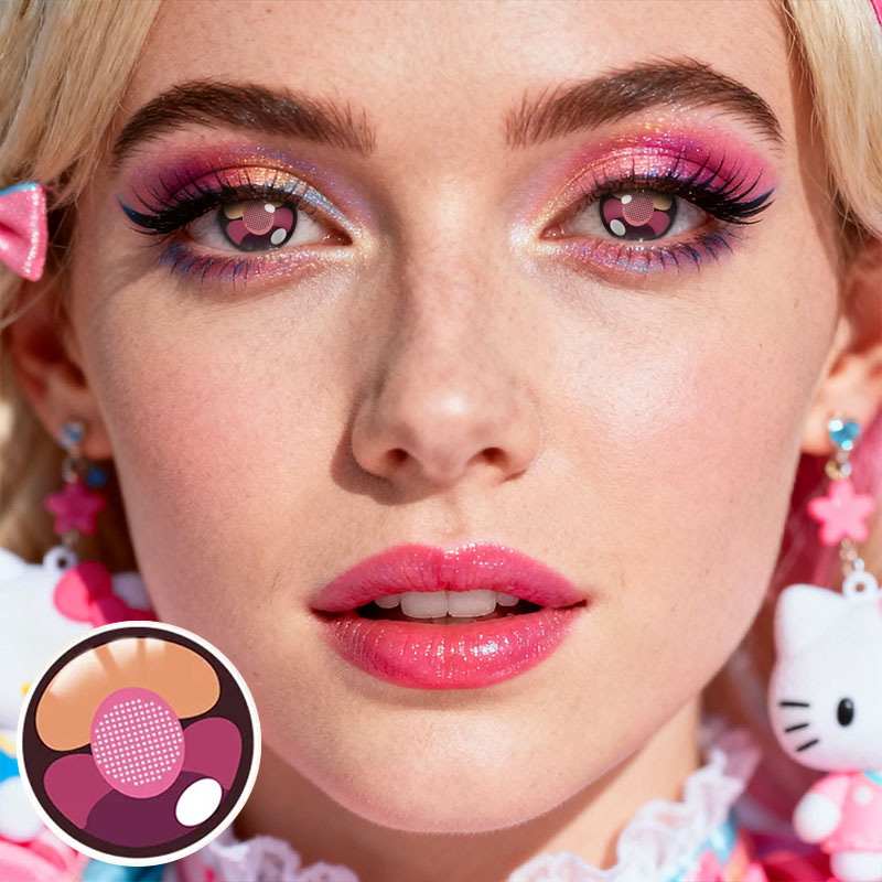 Cherry Cat Pink Costume Yearly Contact Lenses