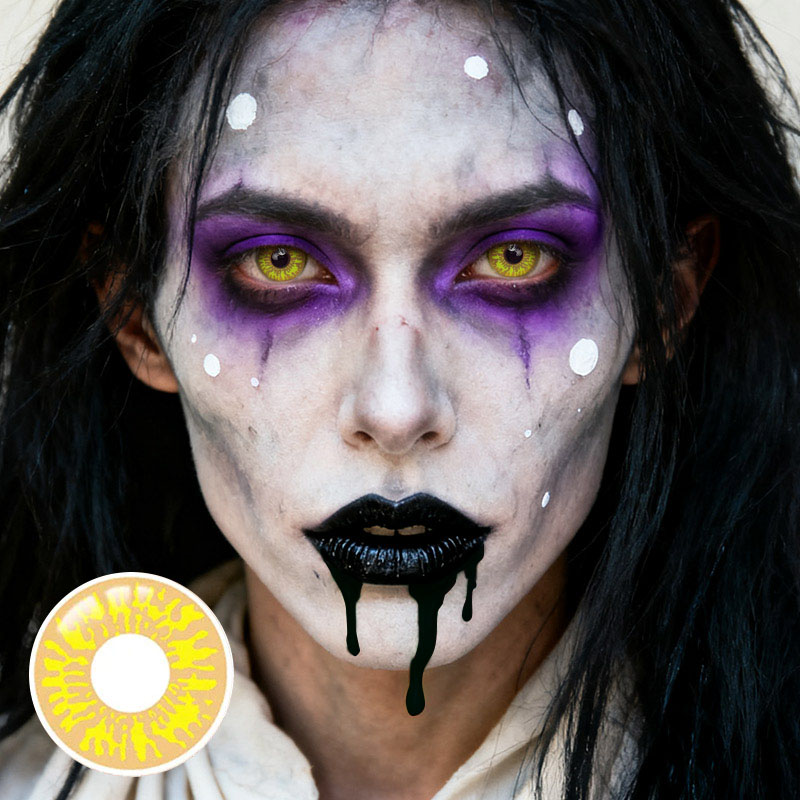 Crackle Yellow Costume Yearly Contact Lenses