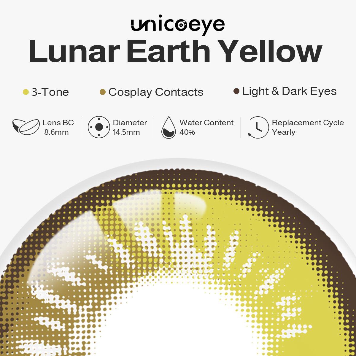 Lunar Earth Yellow Costume Yearly Contact Lenses