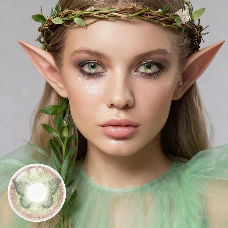 Papillon Green Costume Prescription Yearly Contact Lenses