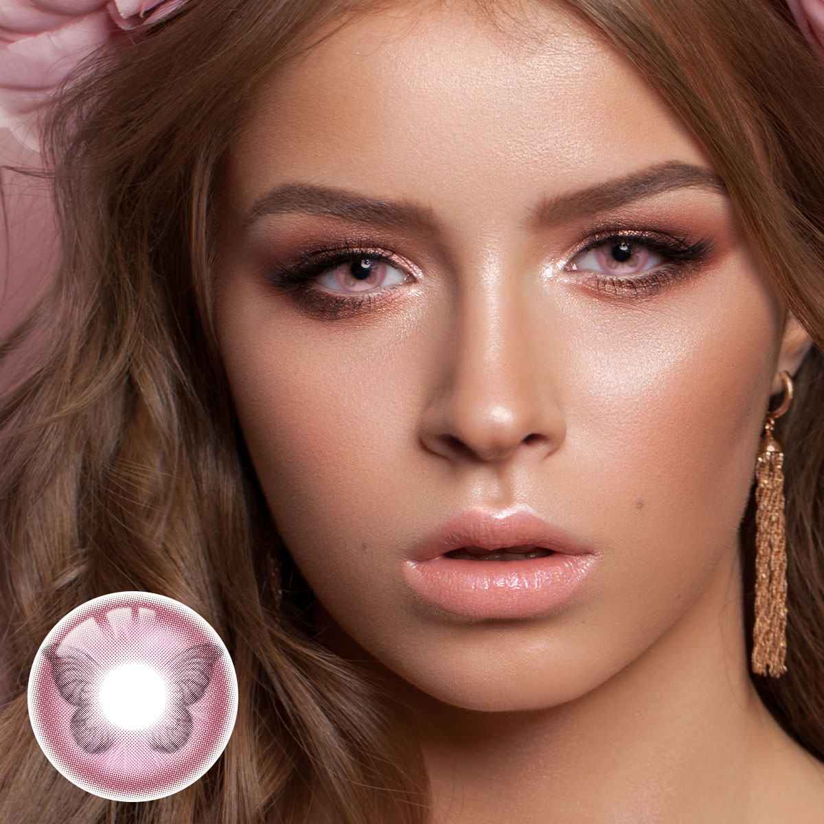 Papillon Pink Costume Prescription Yearly Contact Lenses