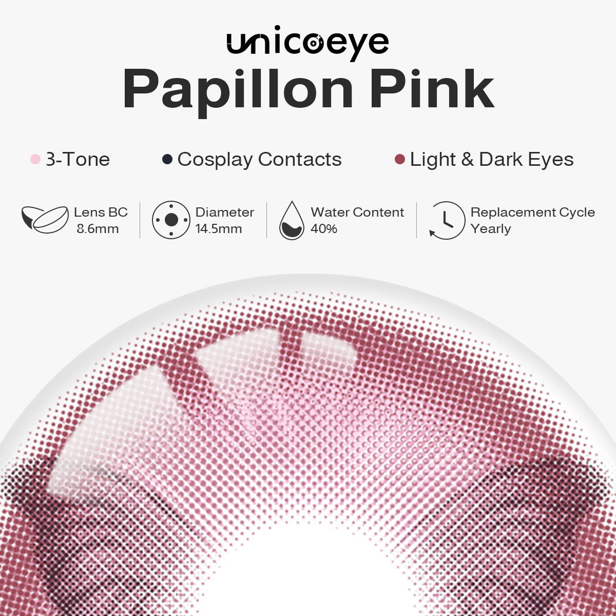 Papillon Pink Costume Prescription Yearly Contact Lenses